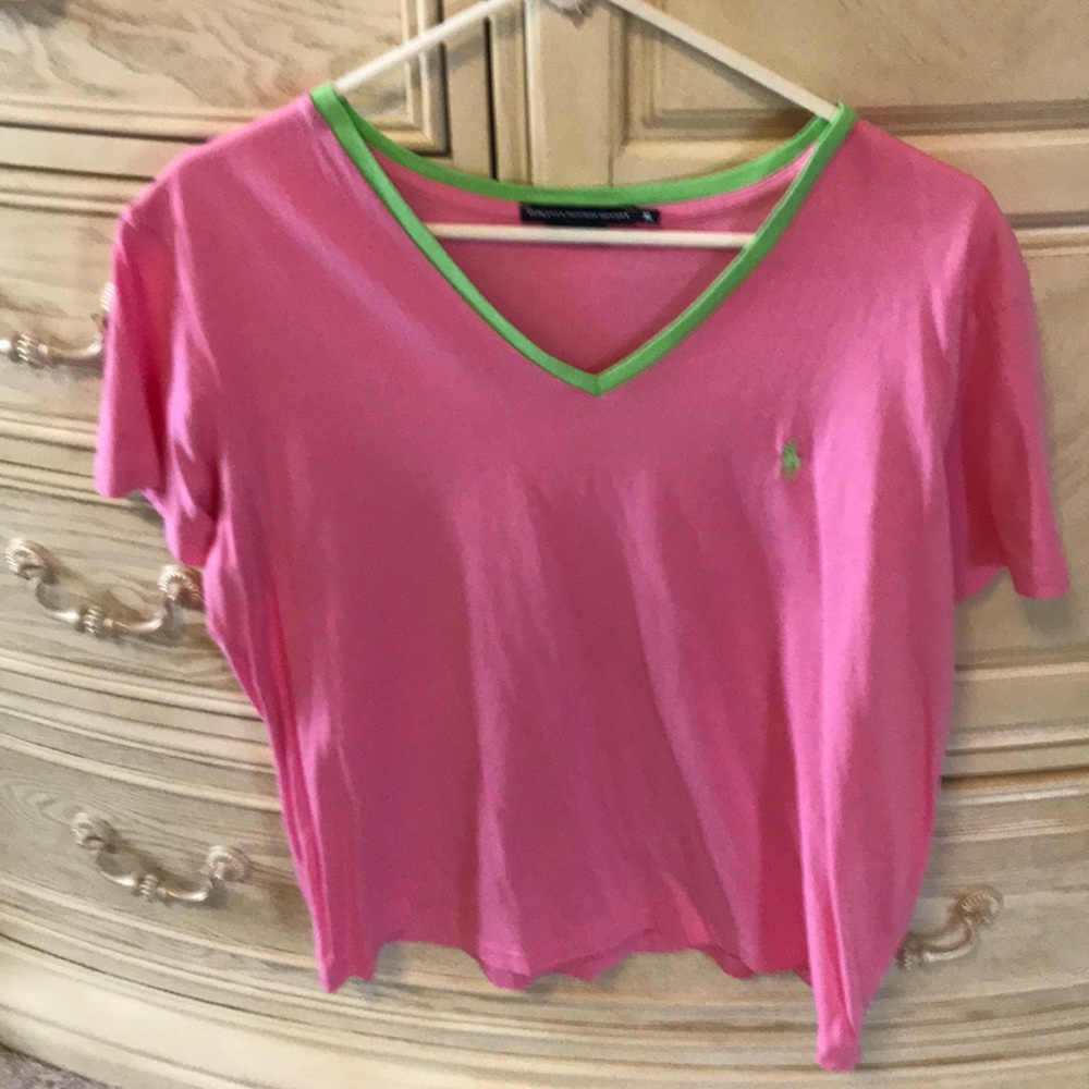 Ralph Lauren sport XL pink V-neck t-shirt.